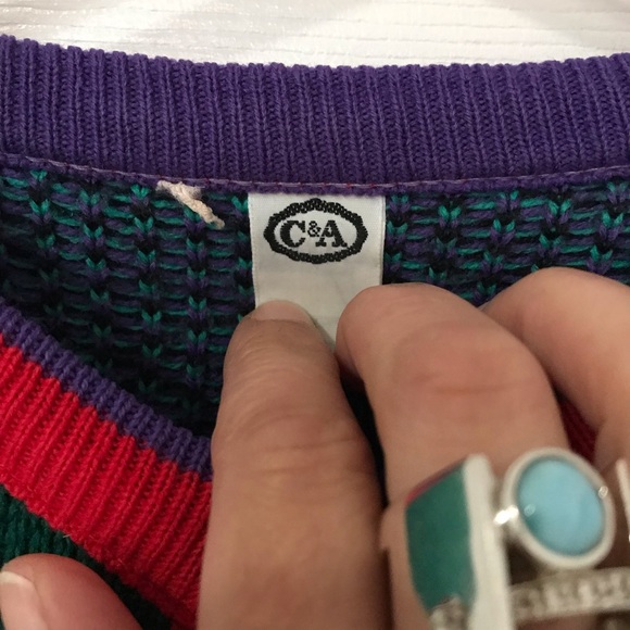 C&A Vintage Christmas Wool Cardigan Size S Paris 1980’s Unique! - Picture 10 of 12